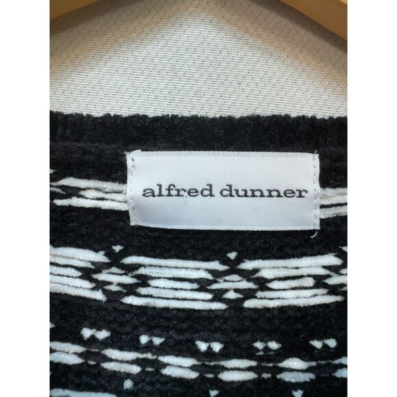 Alfred Dunner Women Zip Up Fair Isle Chenille Cardigan Sweater Sz XL Black White - Picture 3 of 10